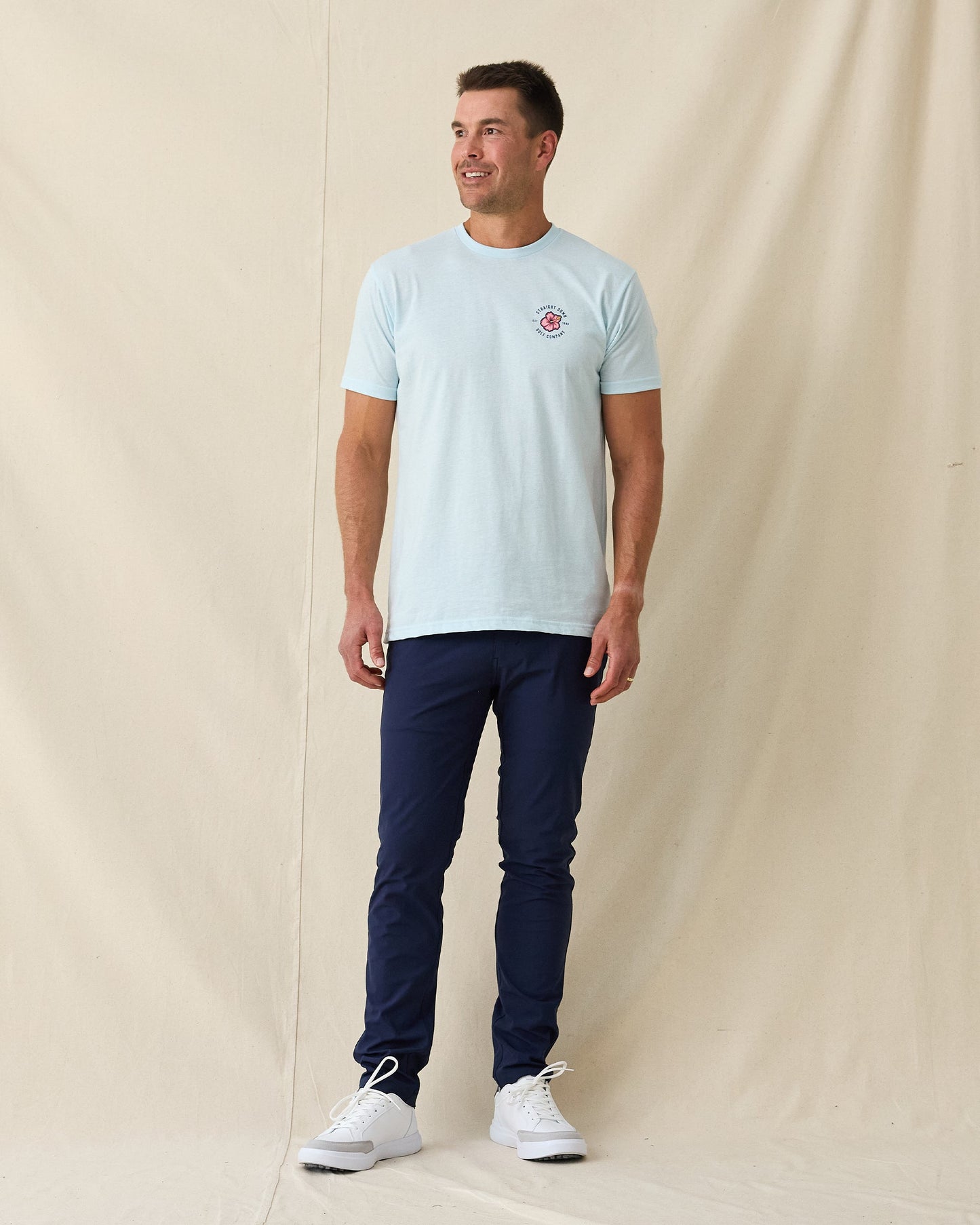 Straight Down Hibiscus 89 Tee - Light Blue
