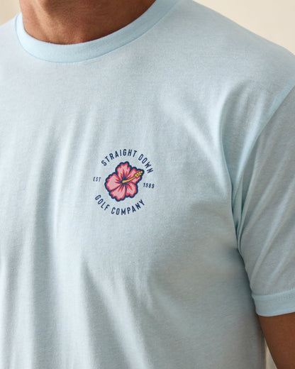 Straight Down Hibiscus 89 Tee - Light Blue