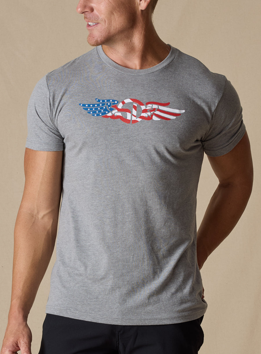 Straight Down USA Wings Tee - Heather