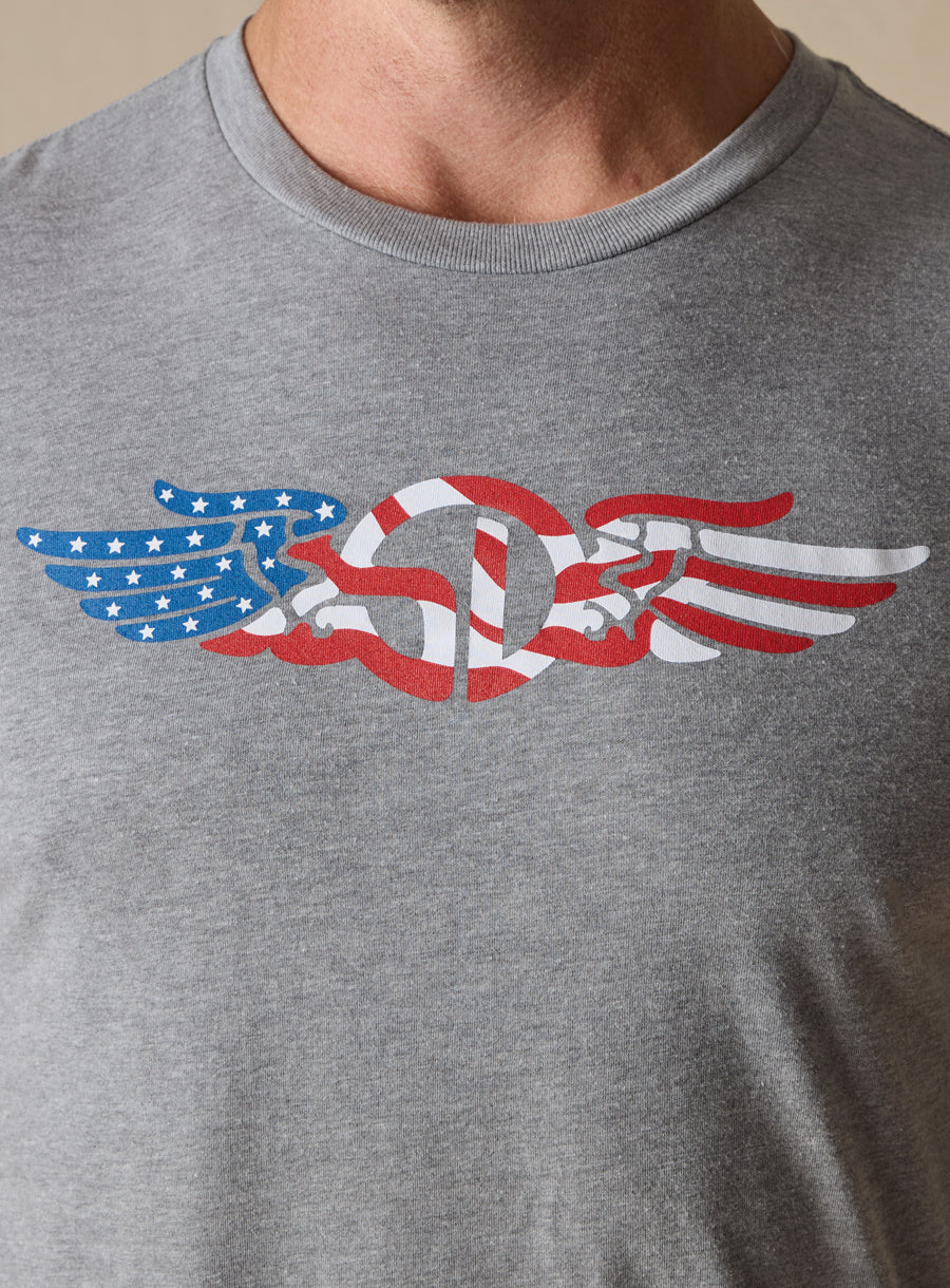 Straight Down USA Wings Tee - Heather