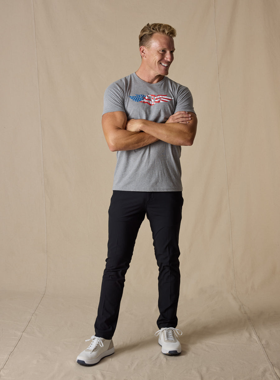 Straight Down USA Wings Tee - Heather