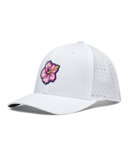 Straight Down Hibiscus Hat - White