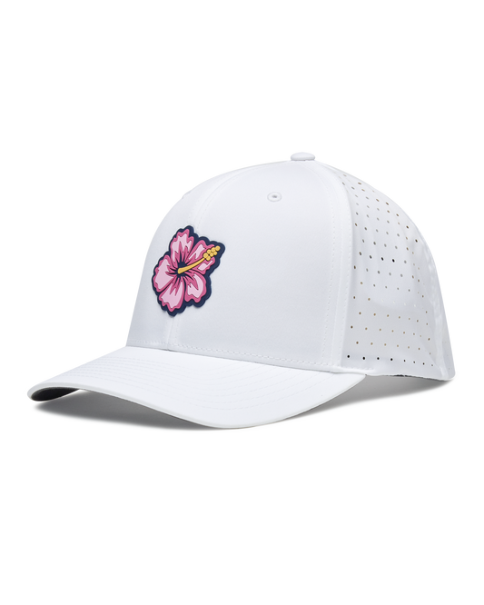 Straight Down Hibiscus Hat - White