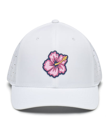 Straight Down Hibiscus Hat - White