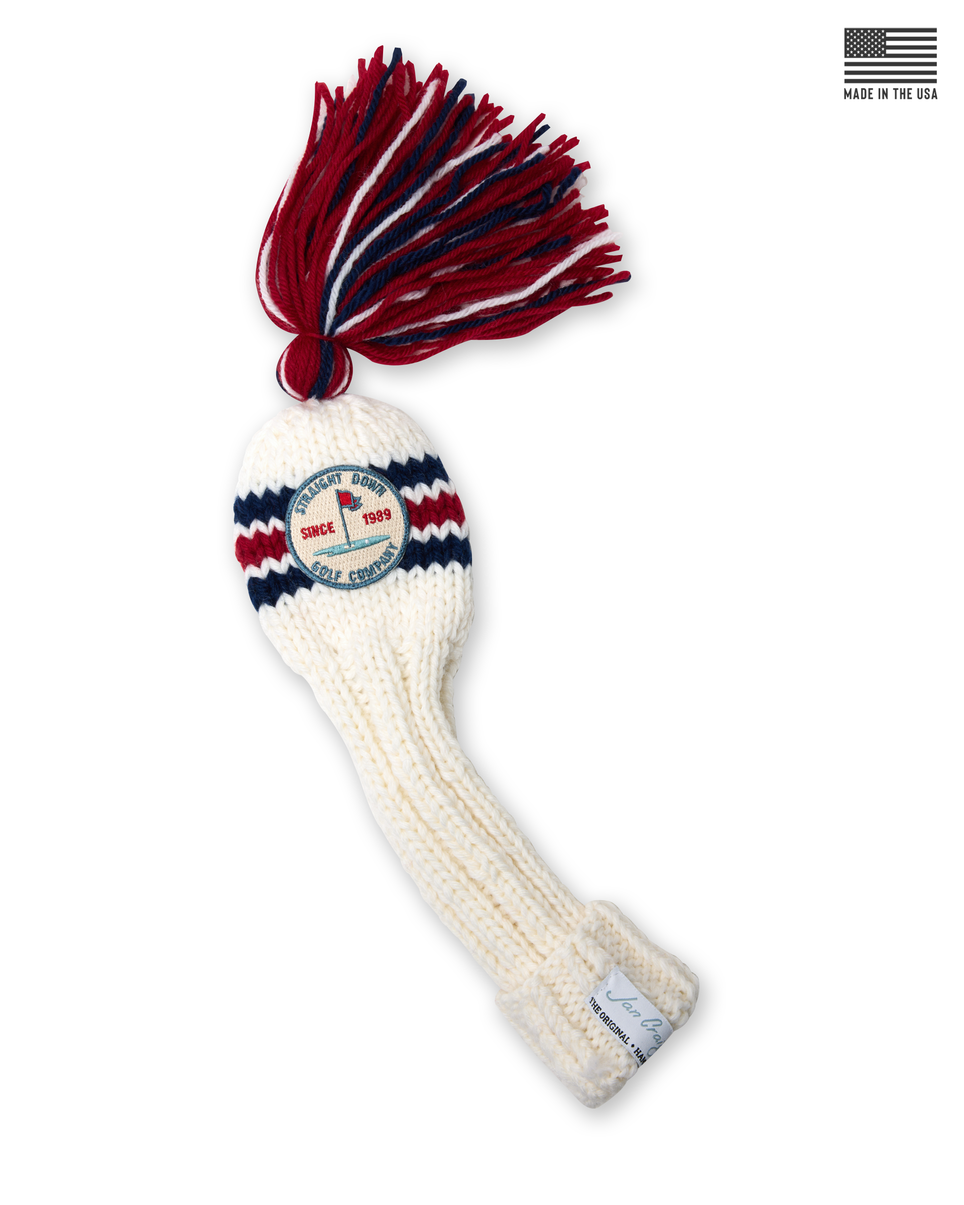 Straight Down Fairway Tassel Headcover - Red White Blue