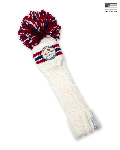 Straight Down Pom Pom Driver Headcover - Red White Blue