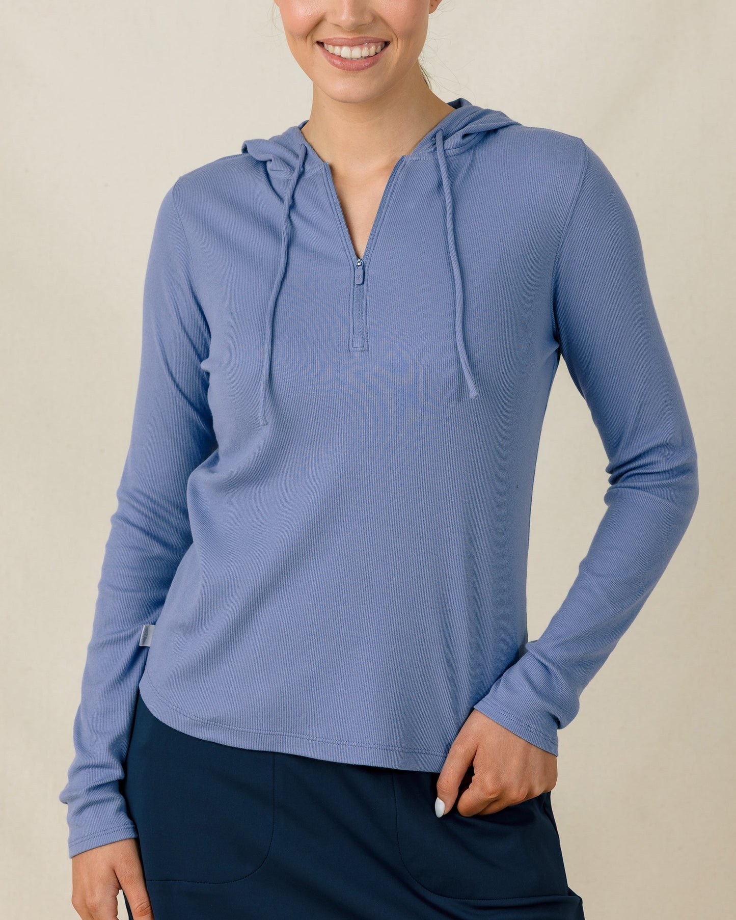 Straight Down Thyme Quarter Zip Hoodie - Tidal
