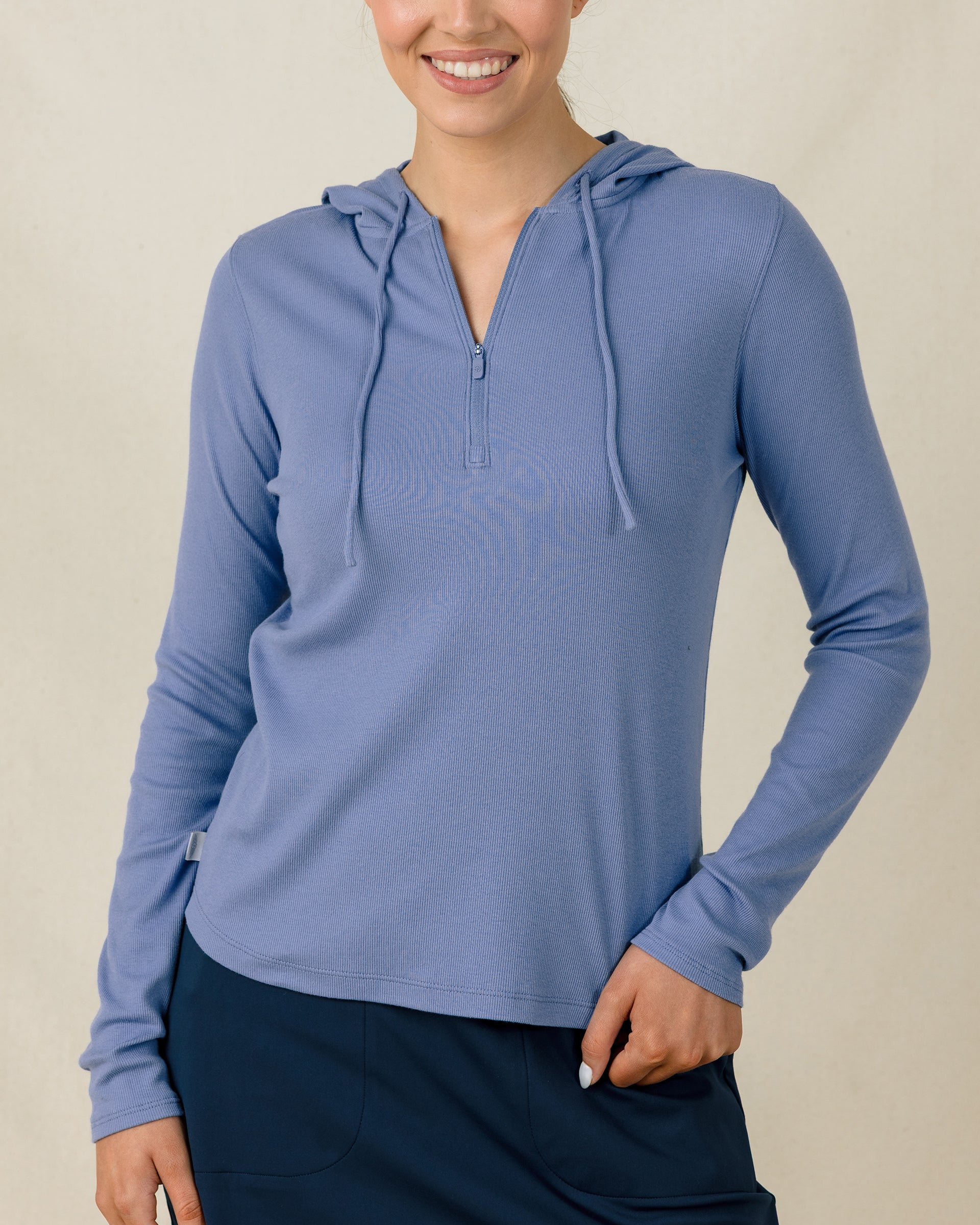 Straight Down Thyme Quarter Zip Hoodie - Tidal