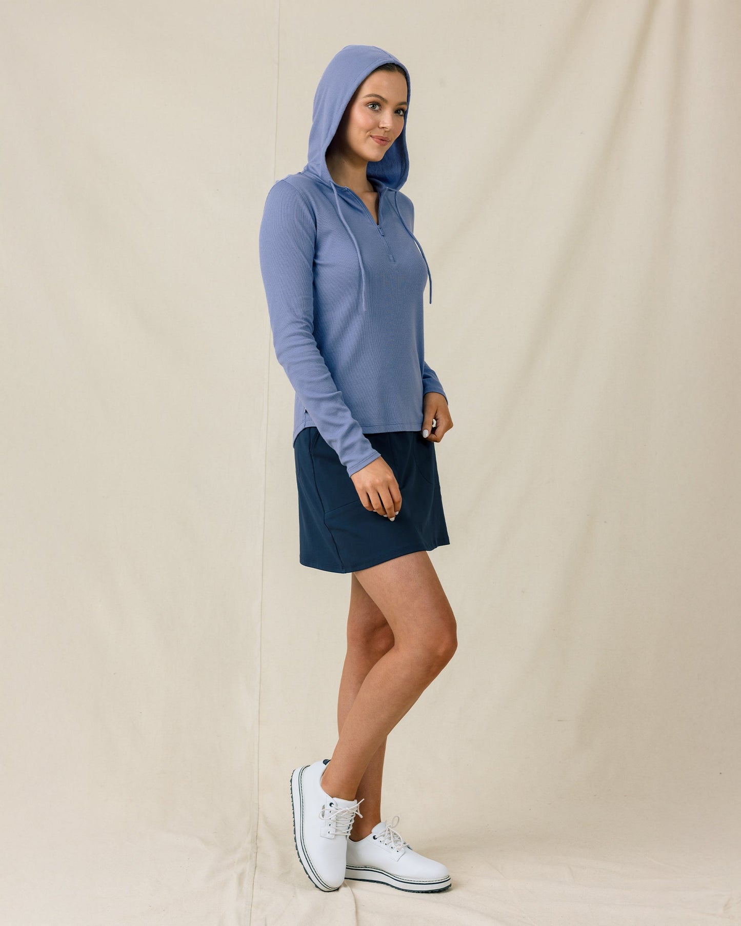 Straight Down Thyme Quarter Zip Hoodie - Tidal