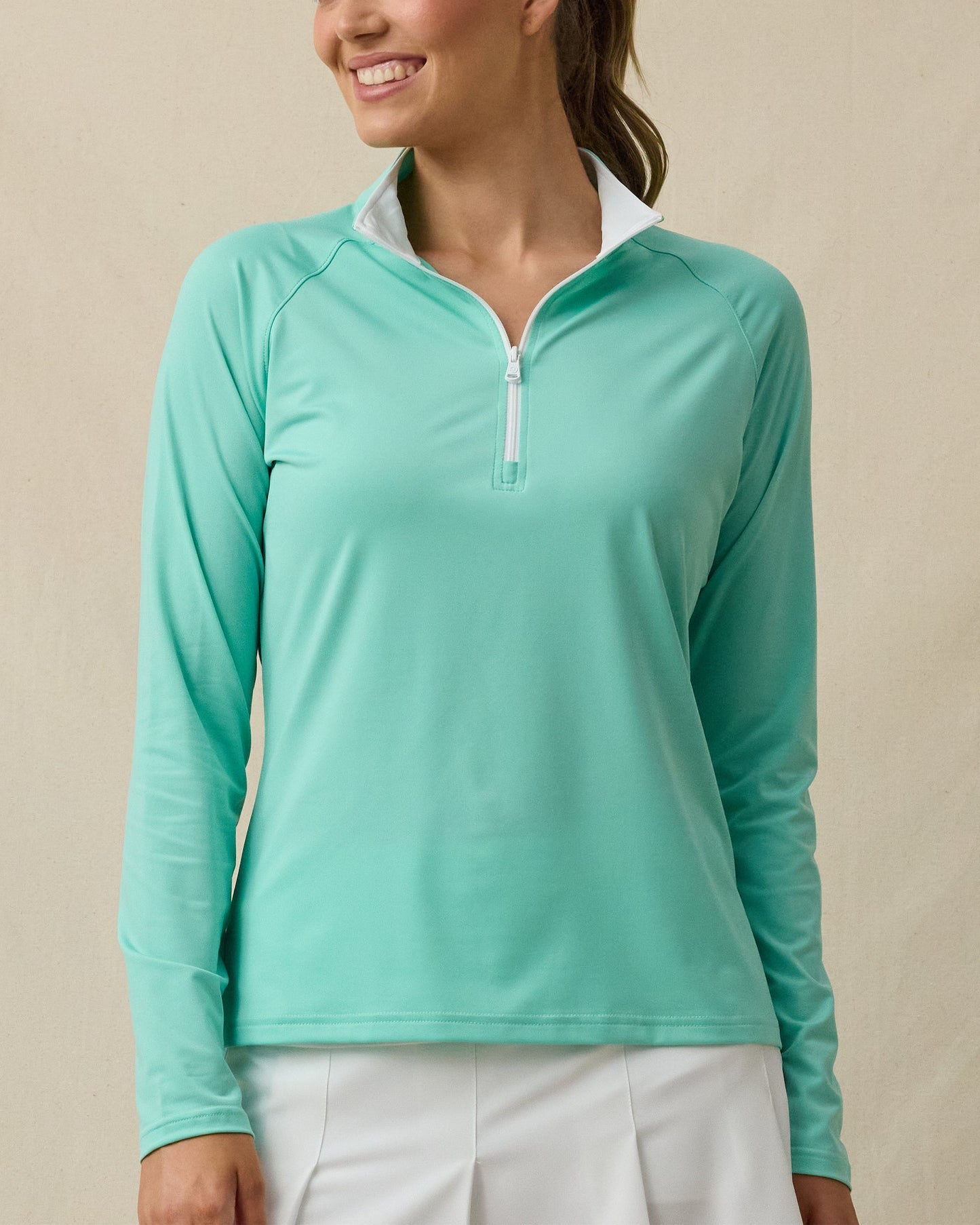 Straight Down Clara Quarter Zip - Cascade
