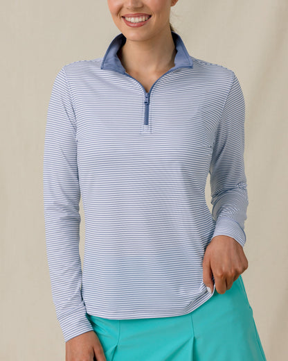 Straight Down Kiri Stripe Quarter Zip - Tidal
