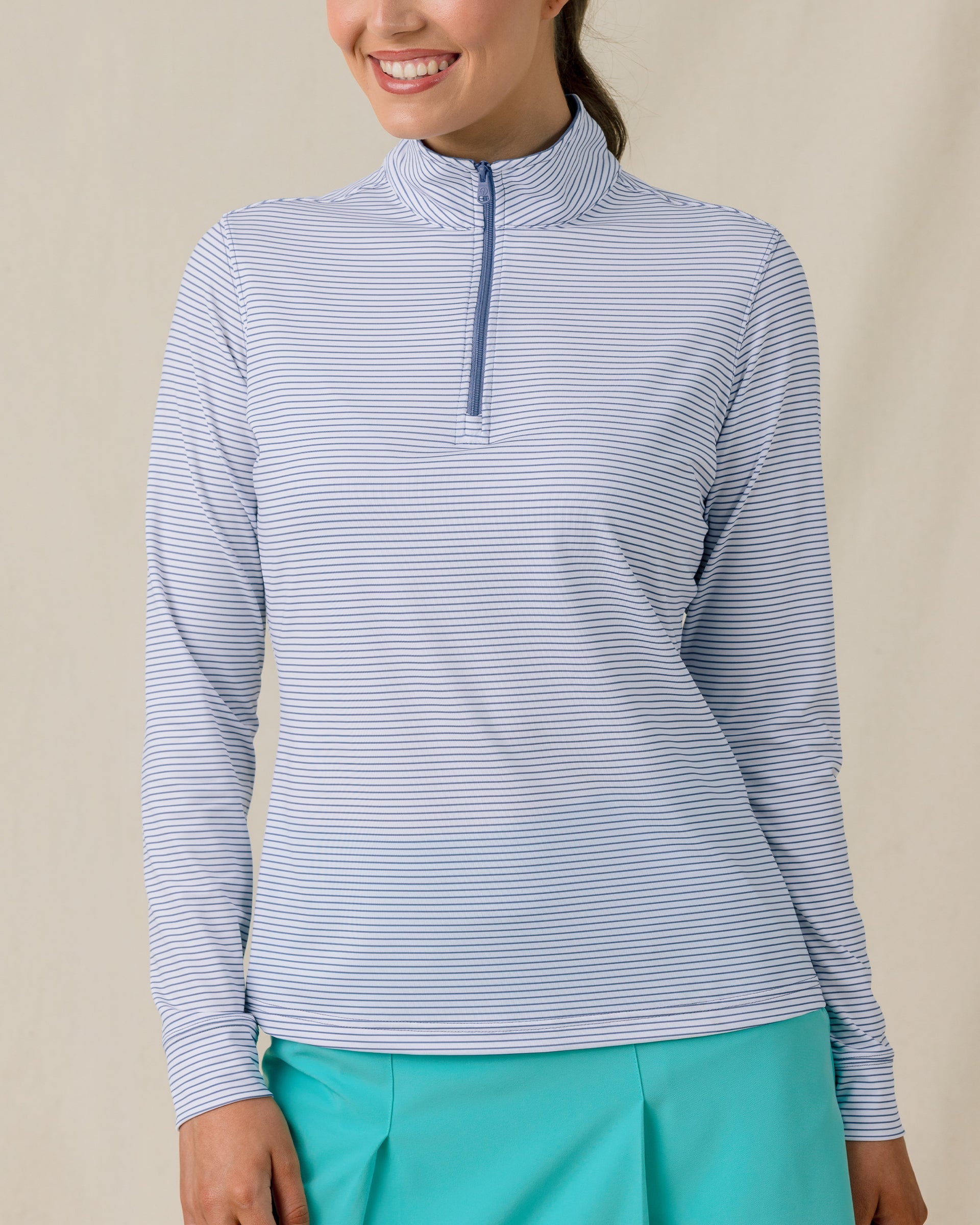Straight Down Kiri Stripe Quarter Zip - Tidal