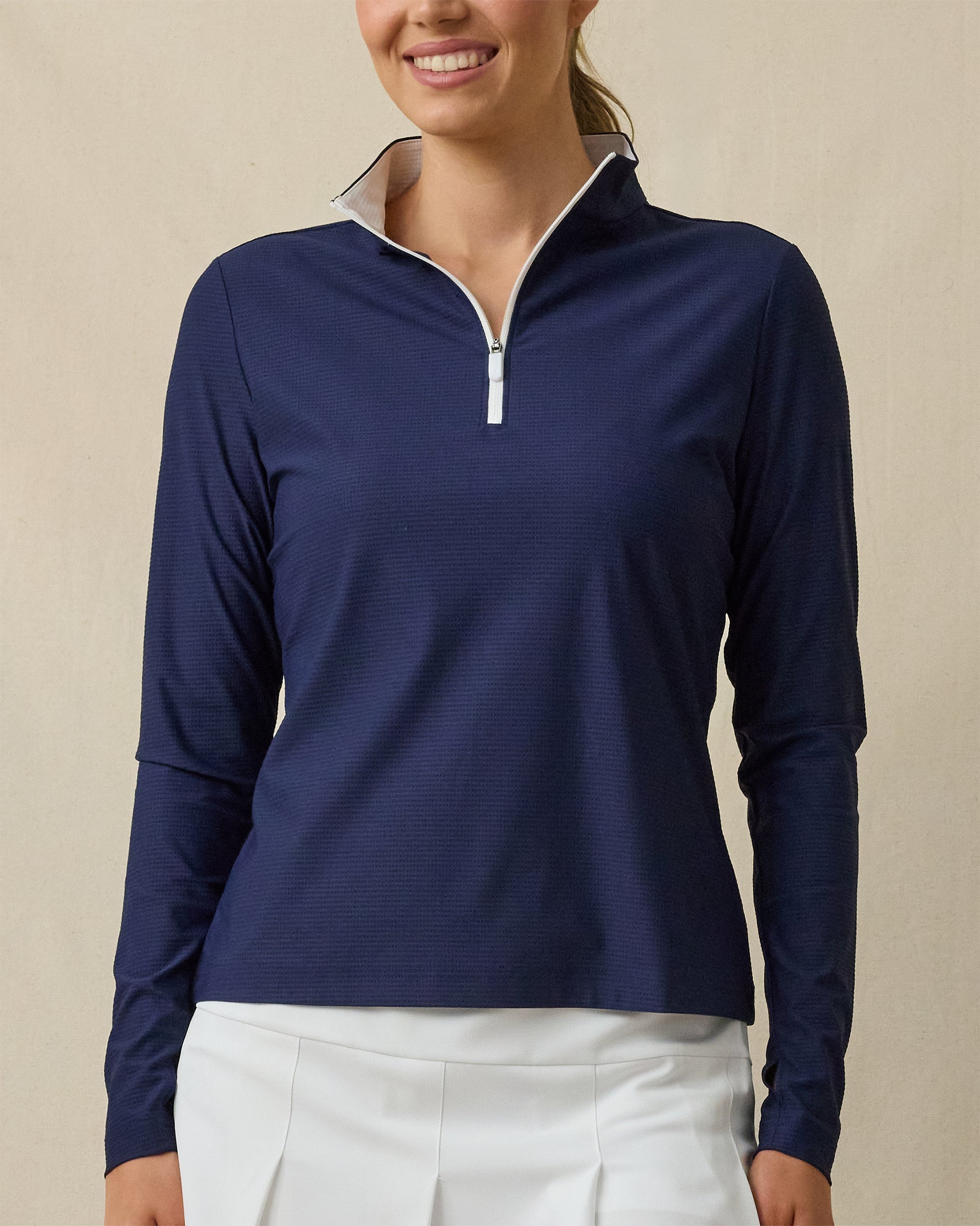 Straight Down Mylite Quarter Zip - New Indigo