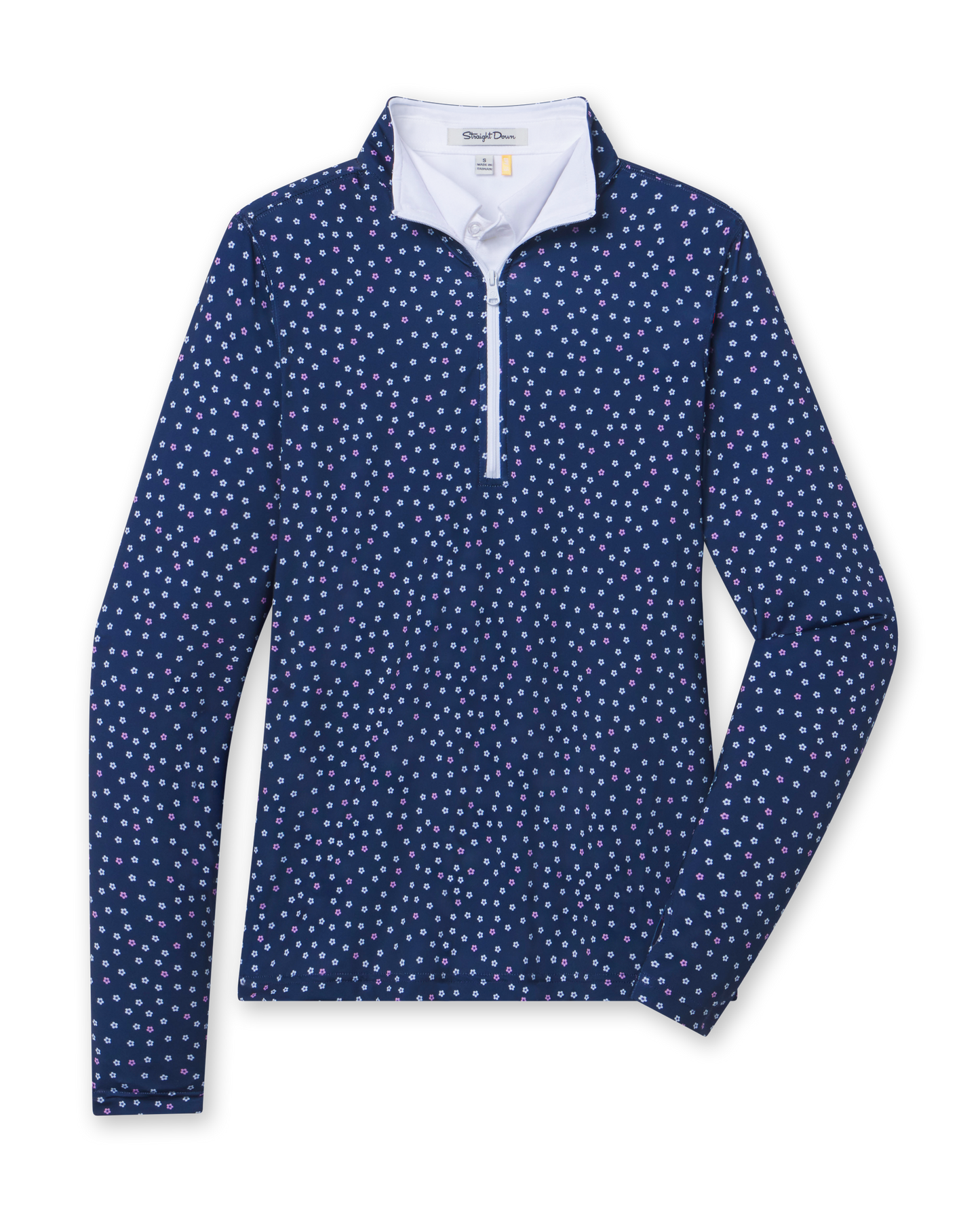 Straight Down Cherry Bloom Quarter Zip - New Indigo