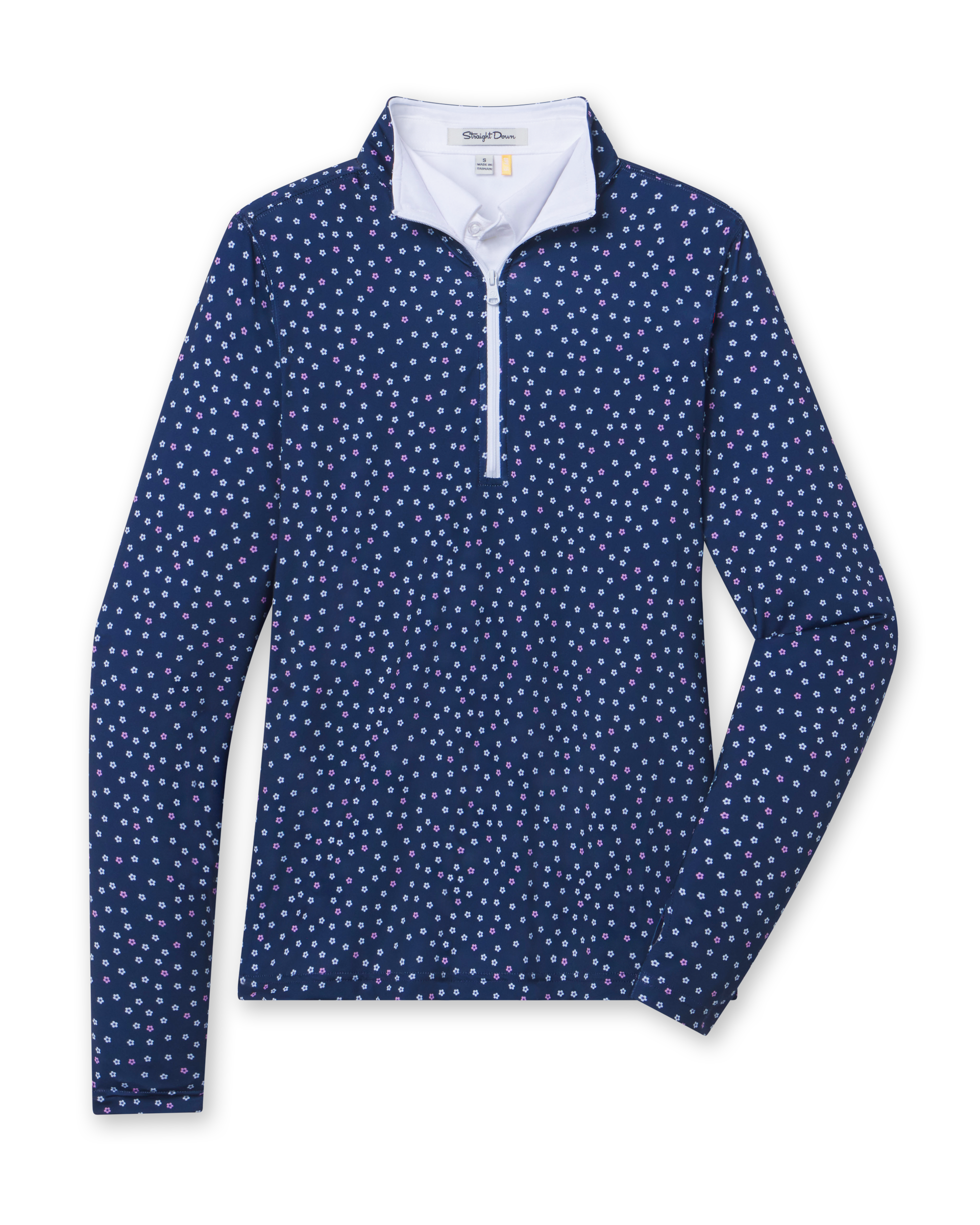 Straight Down Cherry Bloom Quarter Zip - New Indigo