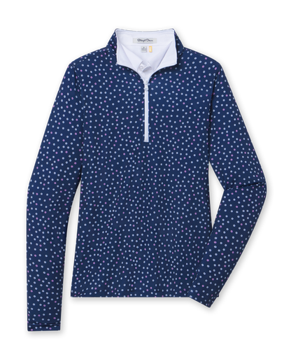 Straight Down Cherry Bloom Quarter Zip - New Indigo