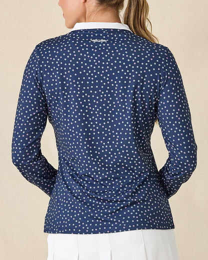 Straight Down Cherry Bloom Quarter Zip - New Indigo