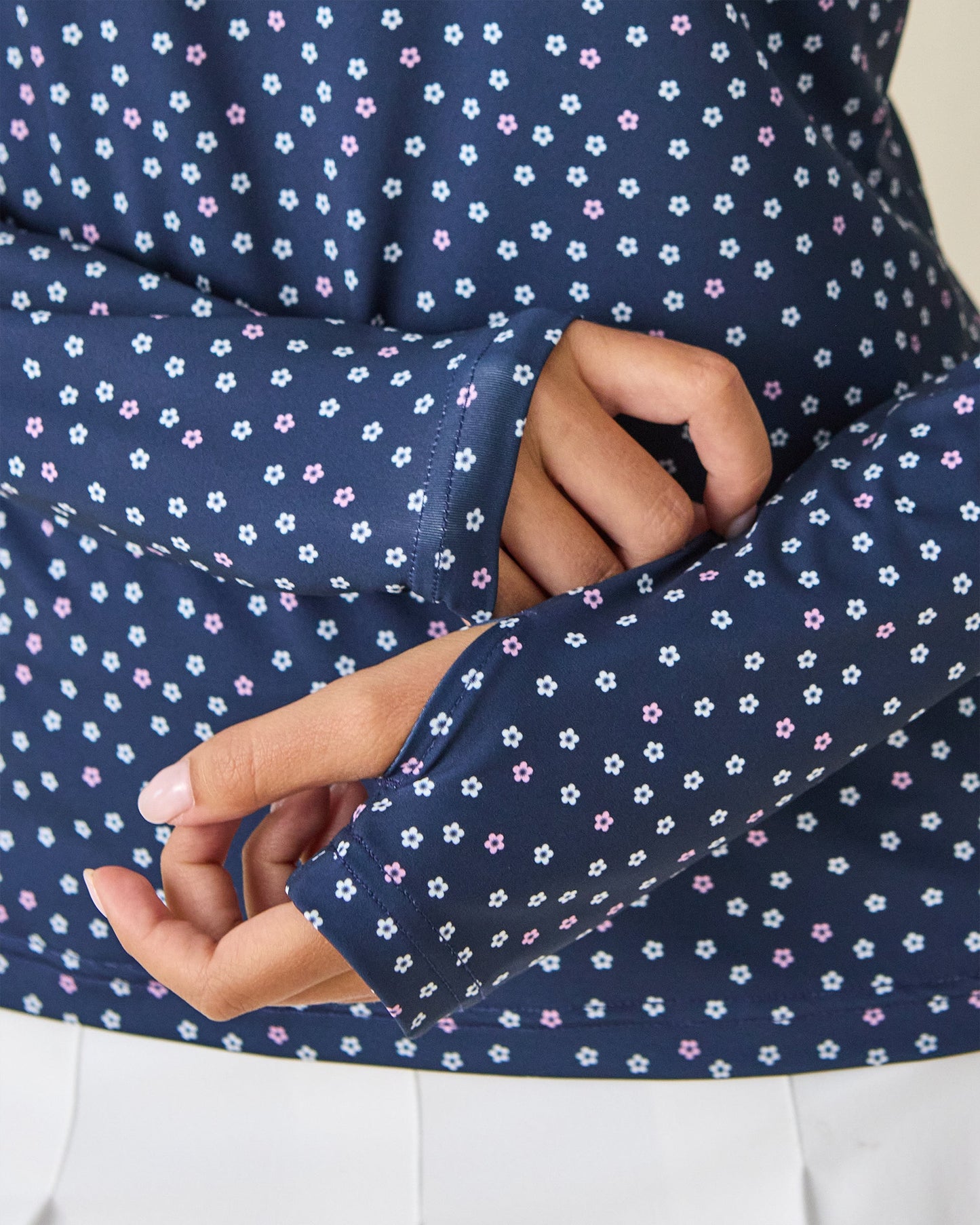 Straight Down Cherry Bloom Quarter Zip - New Indigo