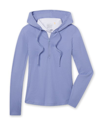 Straight Down Thyme Quarter Zip Hoodie - Blue Shade