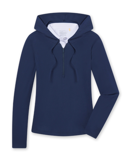 Straight Down Thyme Quarter Zip Hoodie - New Indigo