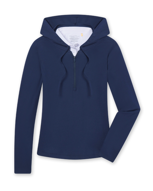 Straight Down Thyme Quarter Zip Hoodie - New Indigo