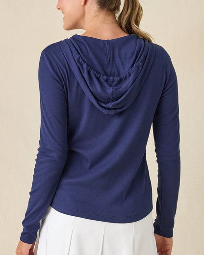 Straight Down Thyme Quarter Zip Hoodie - New Indigo