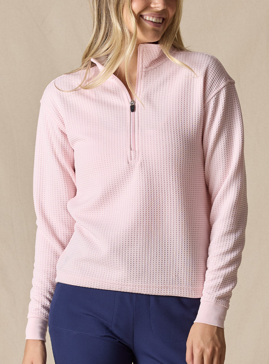 Straight Down Opal Half Zip - Soft Pink