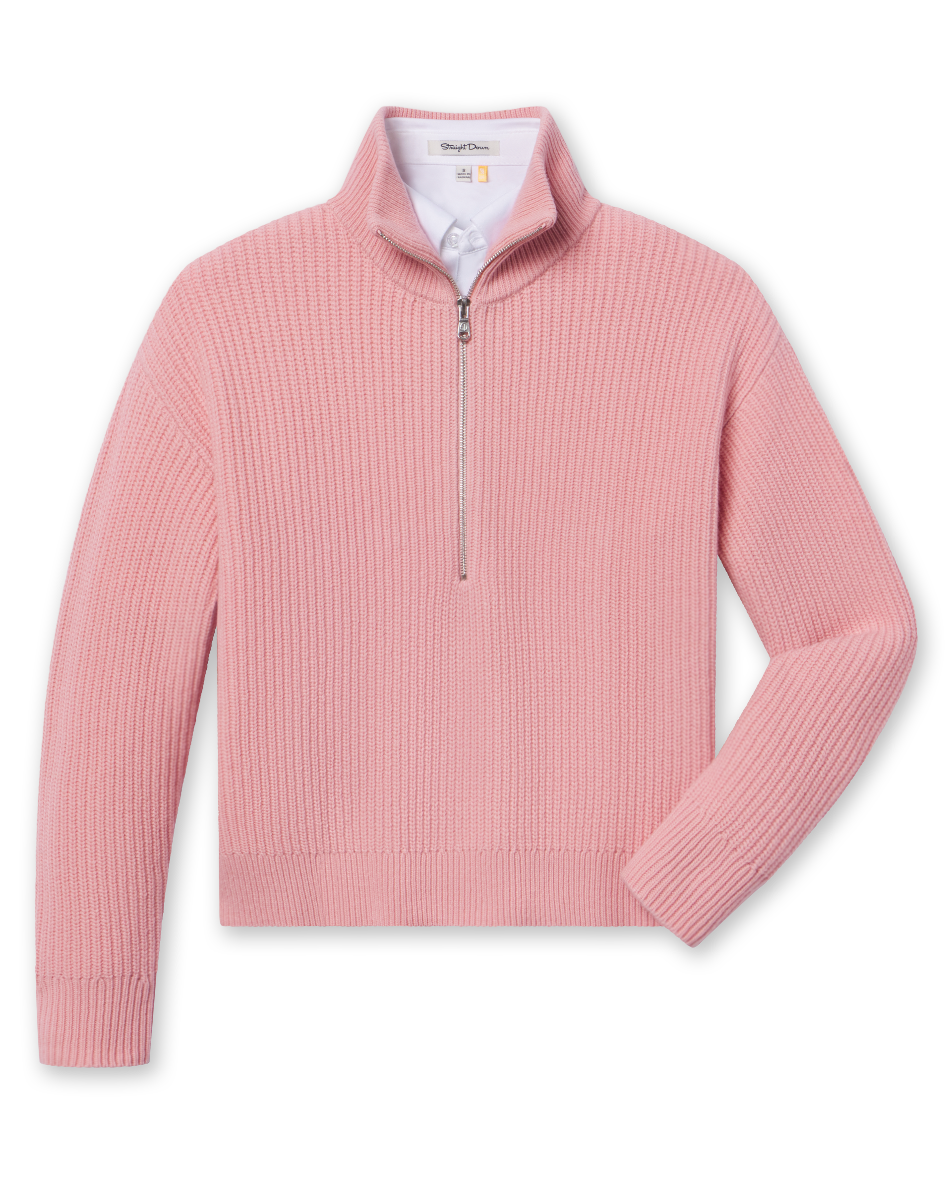 Straight Down Devon Half Zip Sweater - Rose