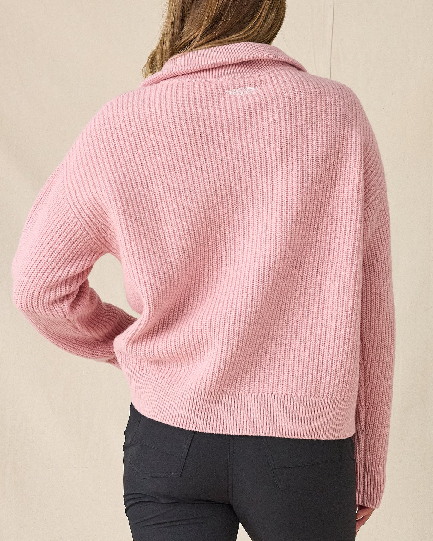 Straight Down Devon Half Zip Sweater - Rose