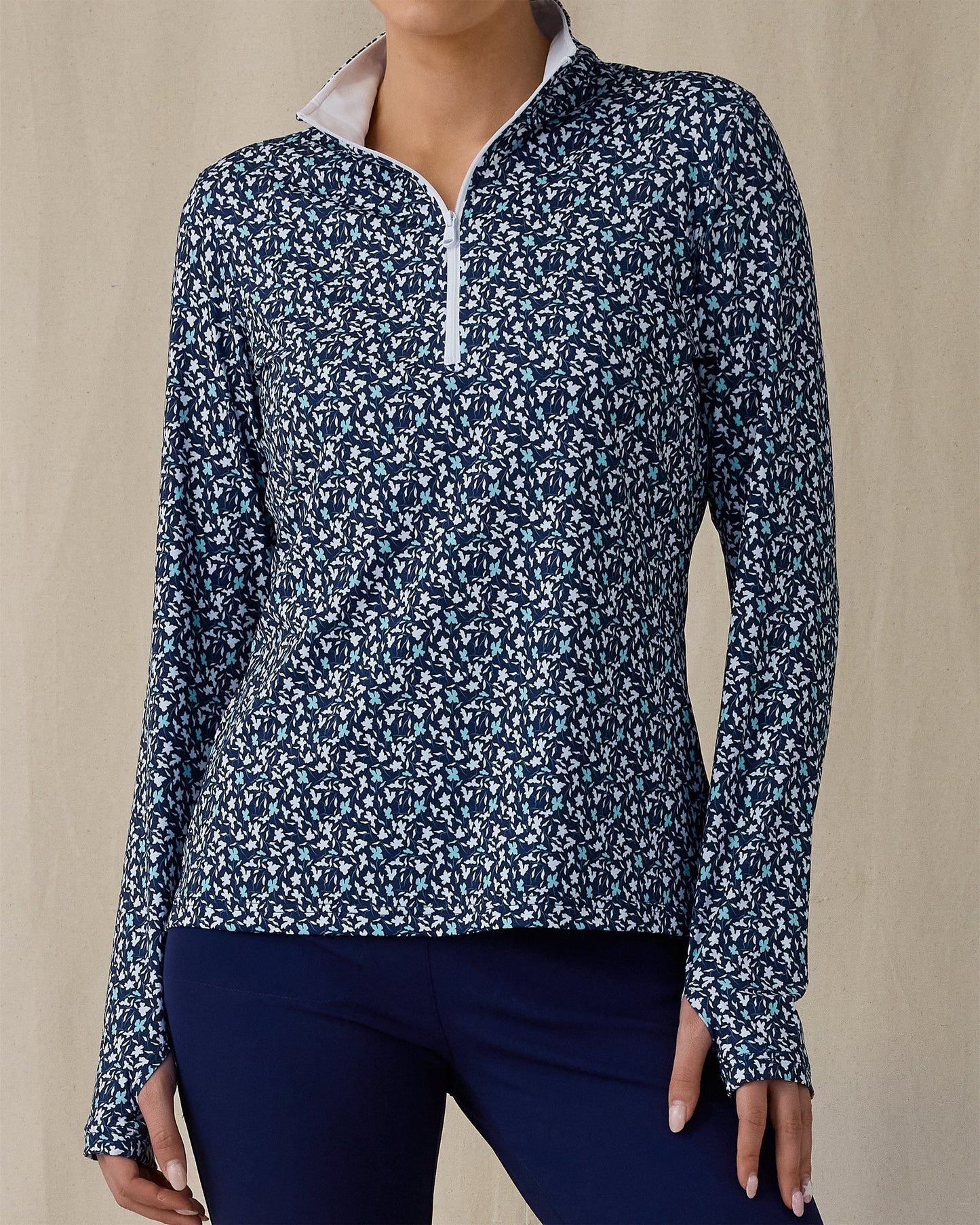 Straight Down Flores Quarter Zip - New Indigo