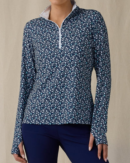 Straight Down Flores Quarter Zip - New Indigo