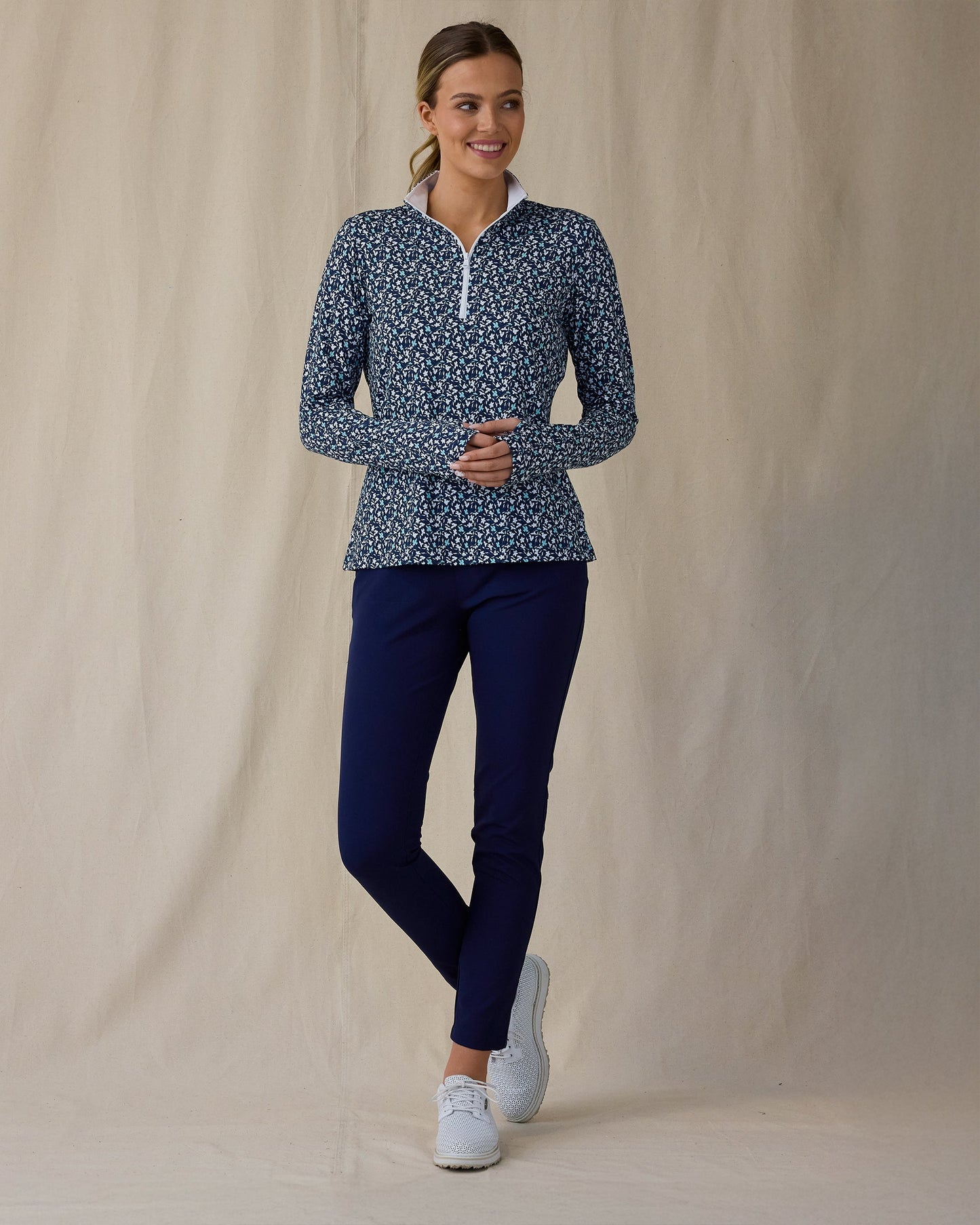 Straight Down Flores Quarter Zip - New Indigo