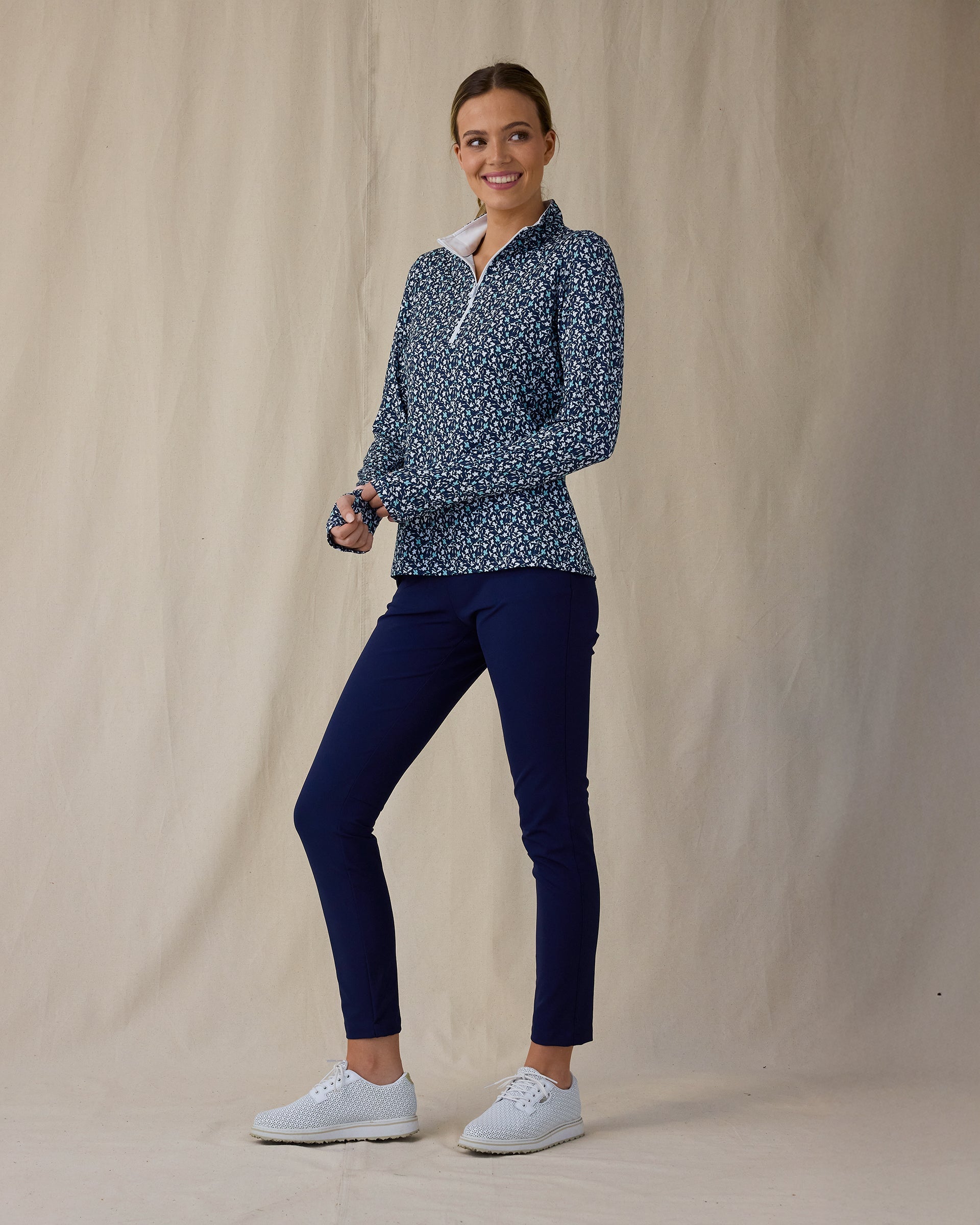 Straight Down Flores Quarter Zip - New Indigo