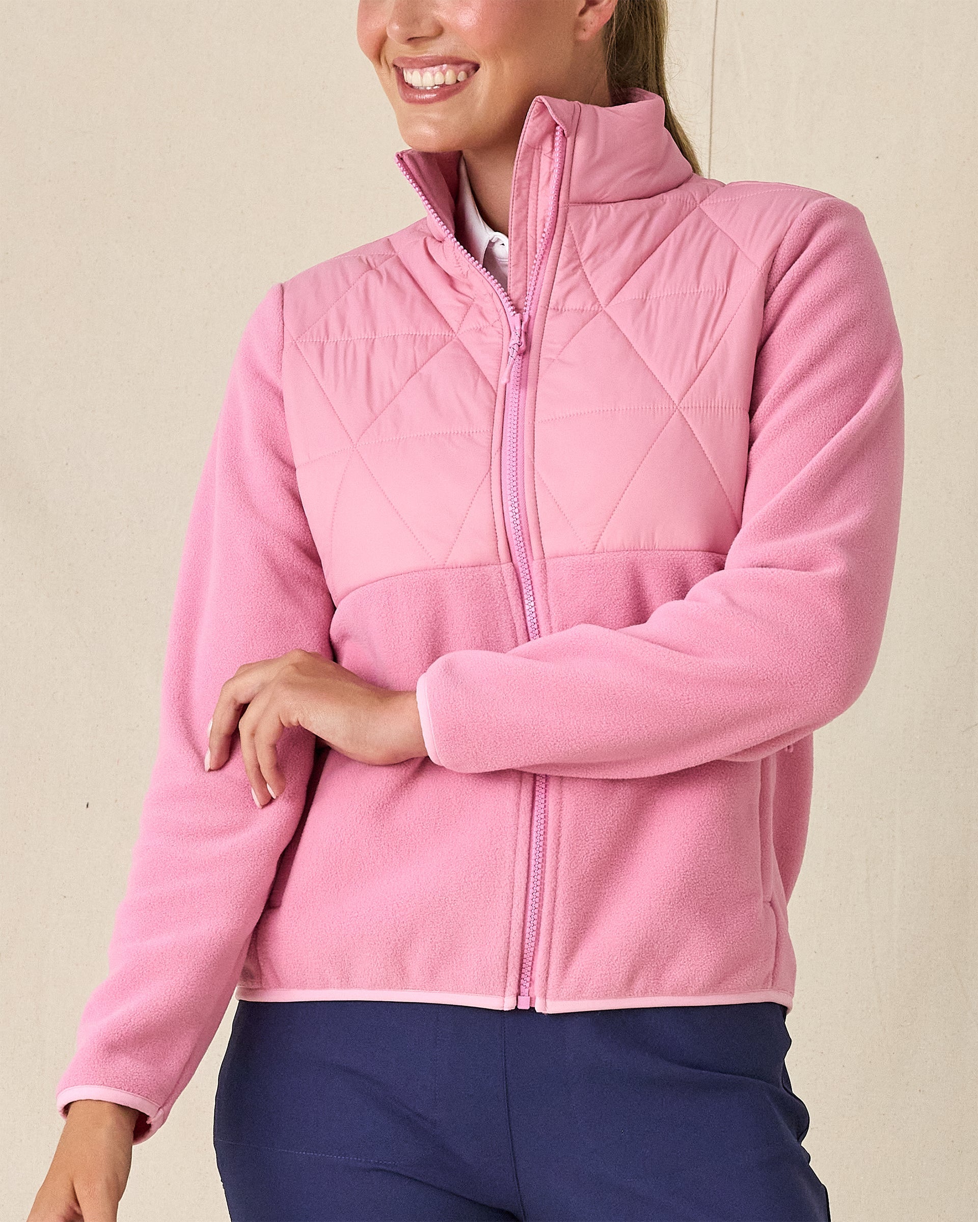 Straight Down Laurel Hybrid Fleece Jacket - Sweet Rose