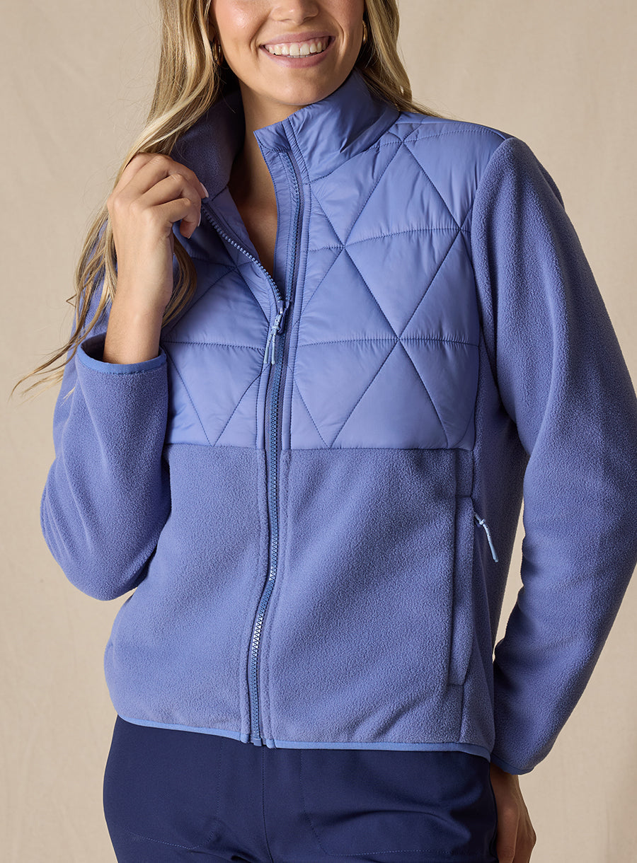 Straight Down Laurel Hybrid Fleece Jacket - Blueberry