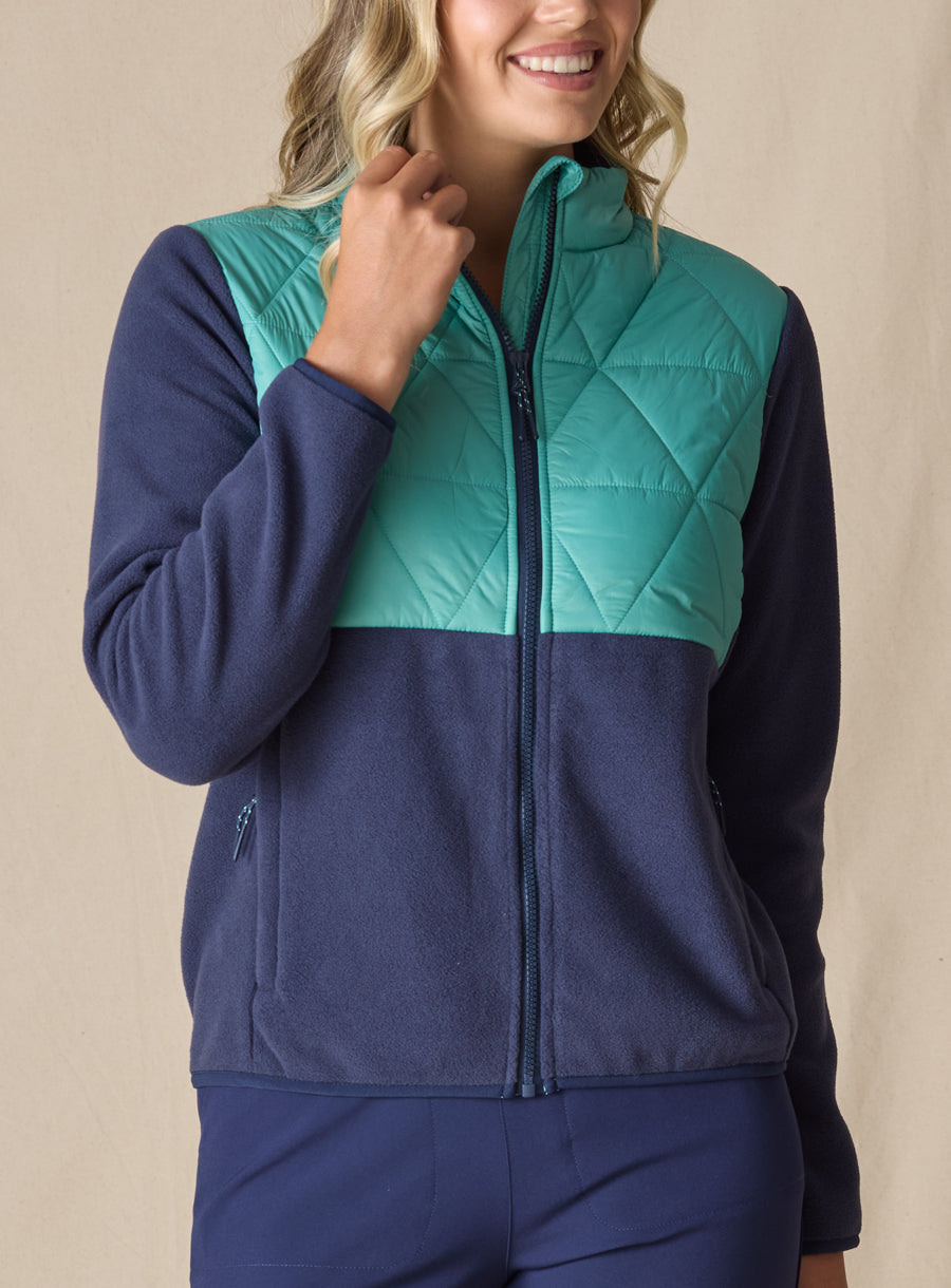 Straight Down Laurel Hybrid Fleece Jacket - Sea Green New Indigo
