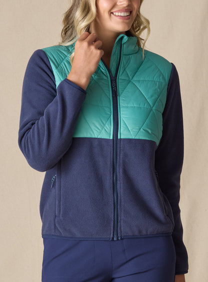 Straight Down Laurel Hybrid Fleece Jacket - Sea Green New Indigo