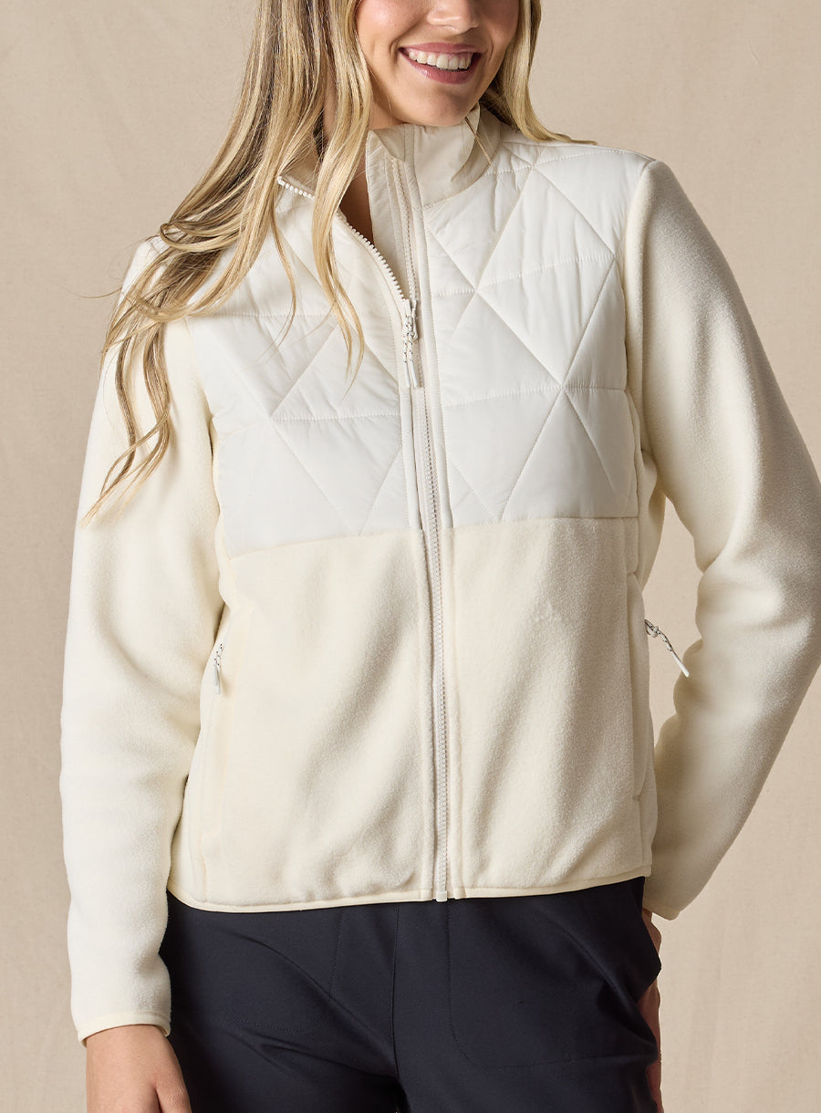 Straight Down Laurel Hybrid Fleece Jacket - Cream