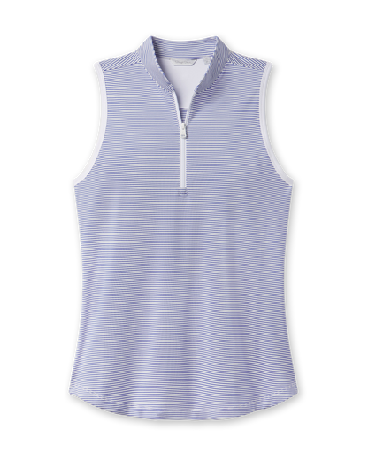 Straight Down Georgia Stripe Sleeveless Polo - Tidal