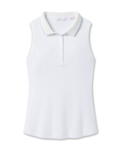 Straight Down Sami Sleeveless Polo - White