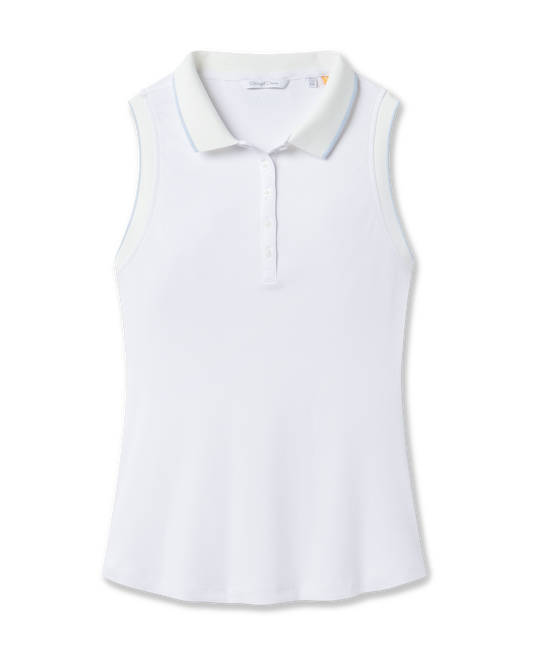 Straight Down Sami Sleeveless Polo - White