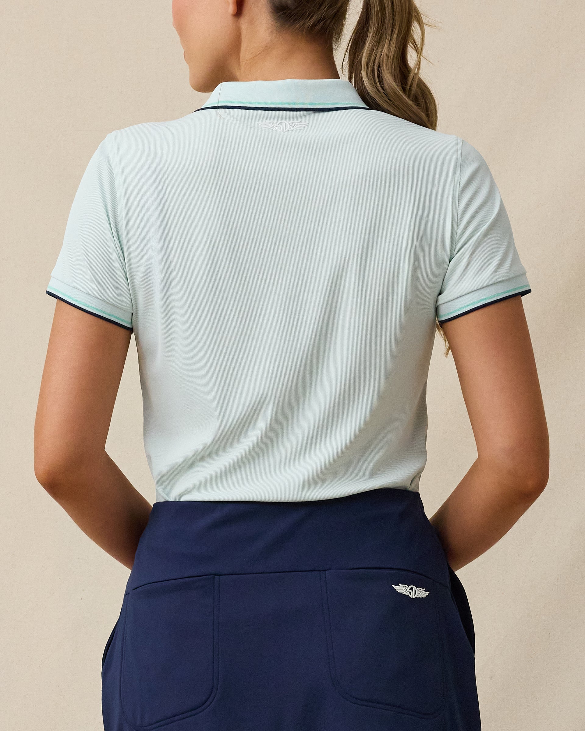 Straight Down Sindy Rib Knit Polo - Mint