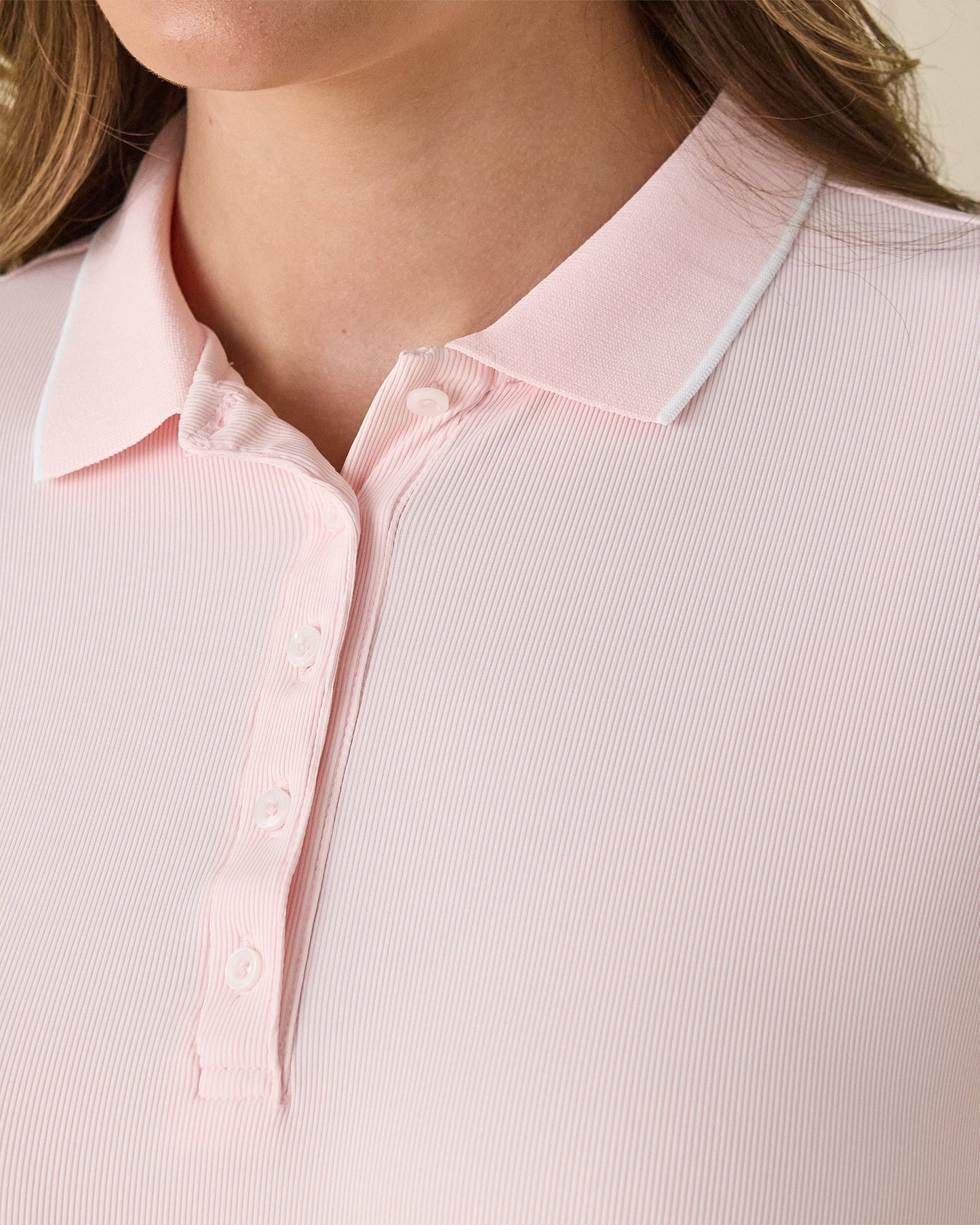 Straight Down Sindy Rib Knit Polo - Pearl