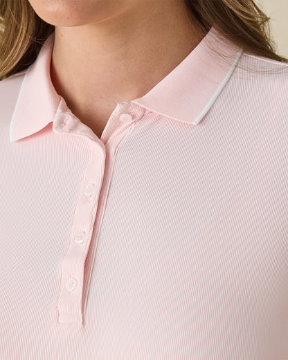 Straight Down Sindy Rib Knit Polo - Pearl