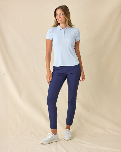 Straight Down Sindy Rib Knit Polo - Lake