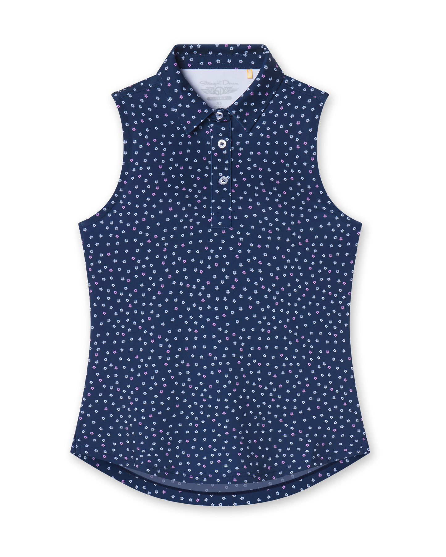 Straight Down Cherry Bloom Sleeveless Polo - New Indigo