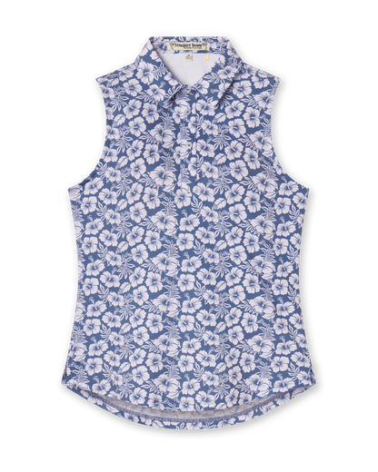 Straight Down Moloka'i Sleeveless Polo - Moonlight