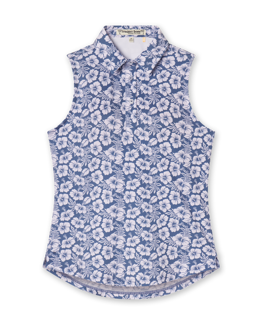 Straight Down Moloka'i Sleeveless Polo - Moonlight