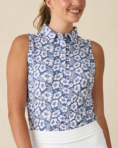 Straight Down Moloka'i Sleeveless Polo - Moonlight