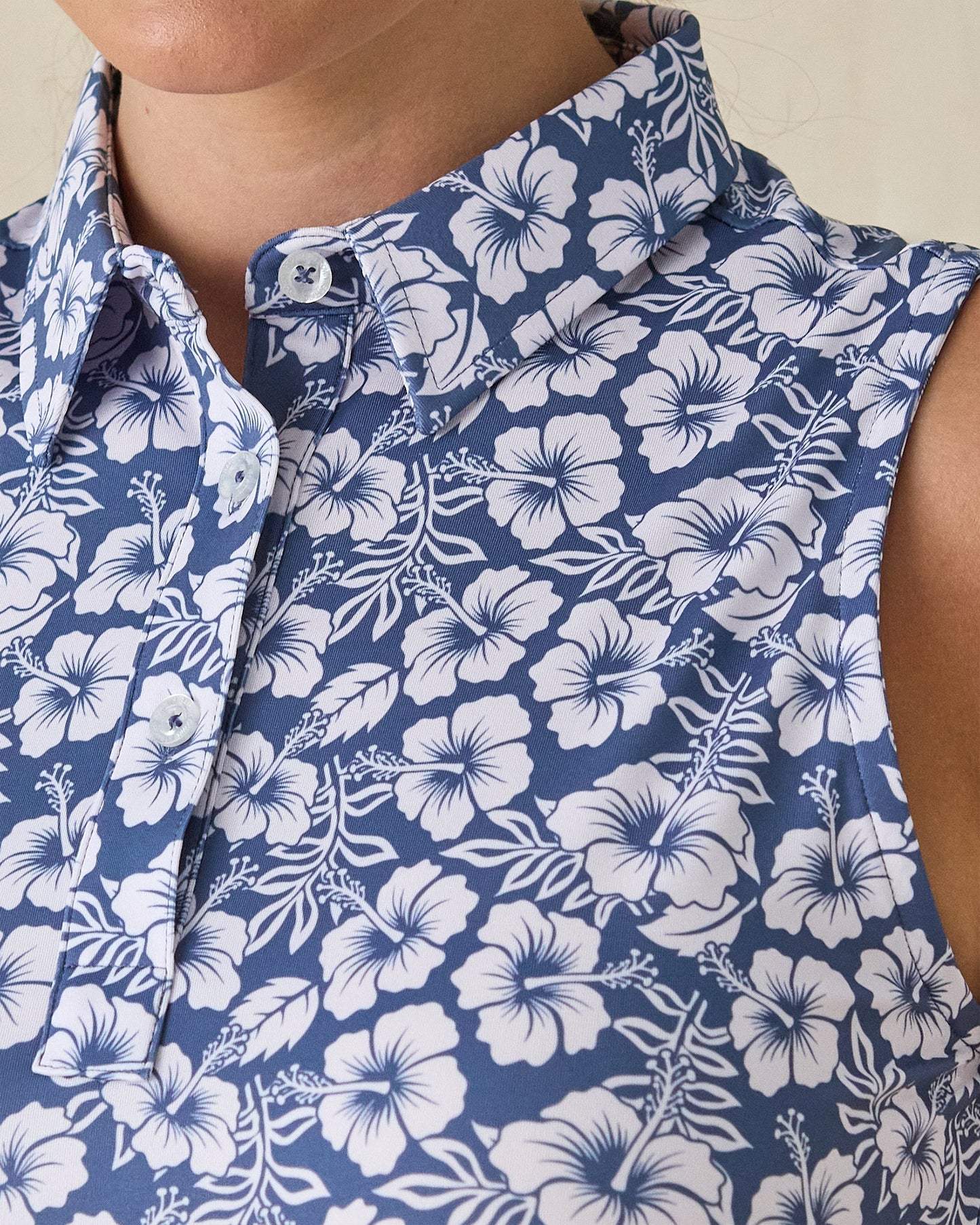 Straight Down Moloka'i Sleeveless Polo - Moonlight